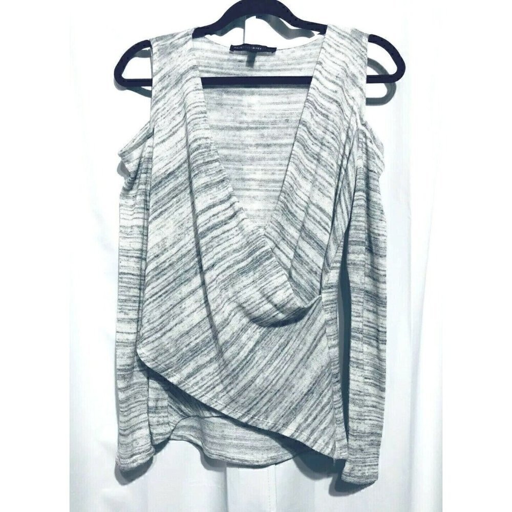 White House Black Market Womens Size XS Cold Shoulder Surplice Swit Sweater